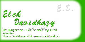 elek davidhazy business card